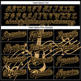 Custom Black Old Gold Guitar Music Festival 3D Pattern Design Bomber Full-Snap Varsity Letterman Jacket