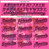 Custom Pink Black Flowers 3D Pattern Design Bomber Full-Snap Varsity Letterman Jacket