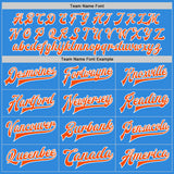 Custom Powder Blue Orange-White Bomber Full-Snap Varsity Letterman Two Tone Jacket
