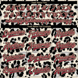 Custom City Cream Crimson-Black Leopard Print 3D Pattern Design Bomber Full-Snap Varsity Letterman Jacket