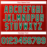 Custom Red Kelly Green-White Christmas 3D Bomber Full-Snap Varsity Letterman Jacket