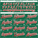 Custom Kelly Green Red-White Christmas 3D Bomber Full-Snap Varsity Letterman Jacket
