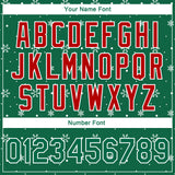Custom Kelly Green Red-White Christmas 3D Bomber Full-Snap Varsity Letterman Jacket