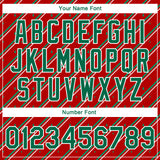 Custom Red Kelly Green-White Christmas 3D Bomber Full-Snap Varsity Letterman Jacket