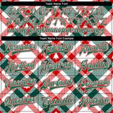 Custom White Kelly Green-Red Christmas Tree 3D Bomber Full-Snap Varsity Letterman Jacket