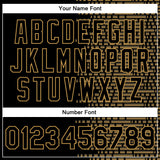 Custom Black Old Gold Halftone 3D Pattern Design Bomber Full-Snap Varsity Letterman Jacket