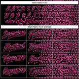 Custom Black Pink-White Halftone 3D Pattern Design Bomber Full-Snap Varsity Letterman Jacket