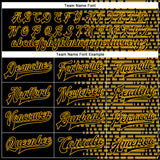 Custom Black Gold Halftone 3D Pattern Design Bomber Full-Snap Varsity Letterman Jacket