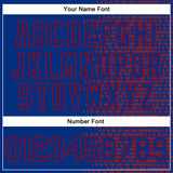 Custom Royal Red-White Halftone 3D Pattern Design Bomber Full-Snap Varsity Letterman Jacket