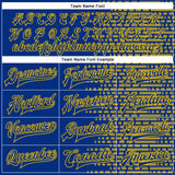 Custom Royal Yellow Halftone 3D Pattern Design Bomber Full-Snap Varsity Letterman Jacket