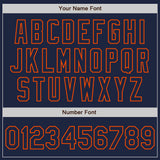 Custom Navy Orange Bomber Full-Snap Varsity Letterman Two Tone Jacket