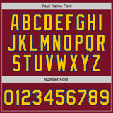 Custom Crimson Yellow-Royal Bomber Full-Snap Varsity Letterman Two Tone Jacket
