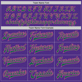 Custom Purple Kelly Green-Pink Bomber Full-Snap Varsity Letterman Two Tone Jacket