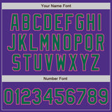 Custom Purple Kelly Green-Pink Bomber Full-Snap Varsity Letterman Two Tone Jacket