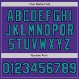 Custom Purple Teal-Black Bomber Full-Snap Varsity Letterman Two Tone Jacket