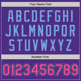 Custom Purple Pink Light Blue-Black Bomber Full-Snap Varsity Letterman Two Tone Jacket