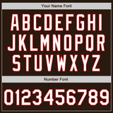 Custom Brown White-Red Bomber Full-Snap Varsity Letterman Two Tone Jacket