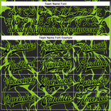Custom Black Neon Green Abstract Network And Tiger 3D Pattern Design Bomber Full-Snap Varsity Letterman Jacket