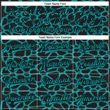 Custom Black Teal Spotted 3D Pattern Design Bomber Full-Snap Varsity Letterman Jacket