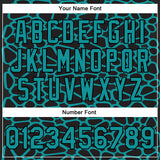 Custom Black Teal Spotted 3D Pattern Design Bomber Full-Snap Varsity Letterman Jacket