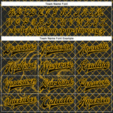 Custom Black Gold Check And Tiger 3D Pattern Design Bomber Full-Snap Varsity Letterman Jacket