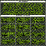 Custom Black Neon Green Check And Tiger 3D Pattern Design Bomber Full-Snap Varsity Letterman Jacket