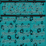 Custom Teal Black-White Wolf 3D Pattern Design Bomber Full-Snap Varsity Letterman Jacket