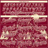 Custom Maroon Cream Wolf Fullmoon Party 3D Pattern Design Bomber Full-Snap Varsity Letterman Jacket