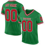 Custom Grass Green Red-Black Mesh Authentic Throwback Football Jersey