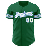 Custom Kelly Green White-Light Blue Authentic Baseball Jersey