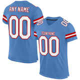 Custom Powder Blue White-Red Mesh Authentic Football Jersey