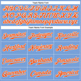 Custom Light Blue Orange-White Authentic Sleeveless Baseball Jersey