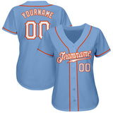 Custom Light Blue White-Orange Authentic Baseball Jersey