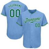 Custom Light Blue Kelly Green-White Authentic Baseball Jersey