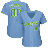 Custom Light Blue Neon Green-White Authentic Baseball Jersey