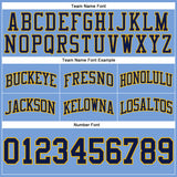 Custom Light Blue Navy-Gold Authentic Throwback Basketball Shorts
