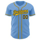 Custom Light Blue Black-Gold Authentic Baseball Jersey