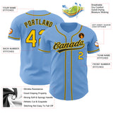Custom Light Blue Black-Gold Authentic Baseball Jersey