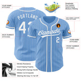 Custom Light Blue White Pinstripe White Authentic Baseball Jersey