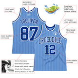 Custom Light Blue White Pinstripe Royal Authentic Basketball Jersey