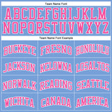 Custom Light Blue White Pinstripe Pink Authentic Basketball Jersey