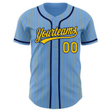 Custom Light Blue Yellow Pinstripe Navy Authentic Baseball Jersey