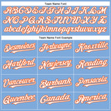Custom Light Blue White-Orange Authentic Baseball Jersey