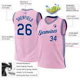 Custom Light Pink Royal-White Authentic Throwback Basketball Jersey