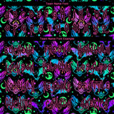 Custom 3D Pattern Bright Multicolored Halloween Bats Long Sleeve Performance T-Shirt
