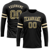 Custom Black Camo-Cream Long Sleeve Performance T-Shirt