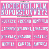 Custom Pink White-Light Blue Long Sleeve Performance T-Shirt