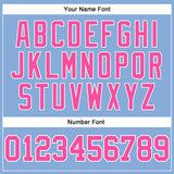 Custom Light Blue Pink-White Long Sleeve Performance T-Shirt