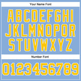 Custom Light Blue Gold-White Long Sleeve Performance T-Shirt