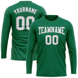 Custom Kelly Green White-Gray Long Sleeve Performance Salute To Service T-Shirt